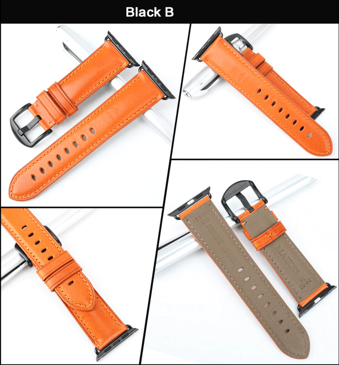 Genuine brown orange original leather apple watch premium high quality straps in india