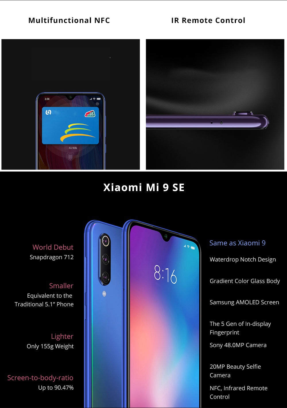 Mi 9 SE Global Version India 