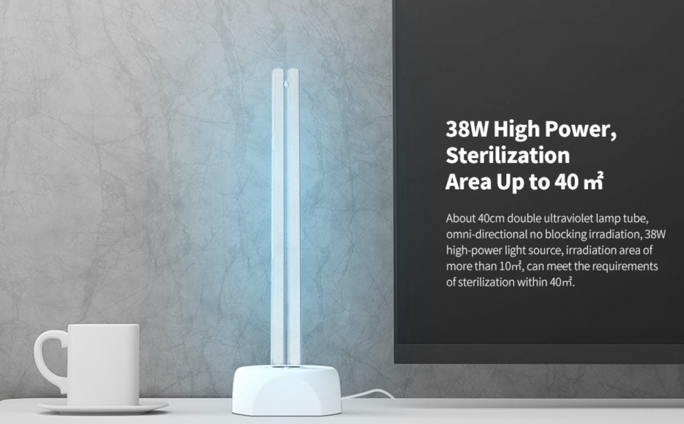 Xiaomi huayi mijia Household Disinfection Germicidal Lamp UV Ozone Sterilization Light 38W 360