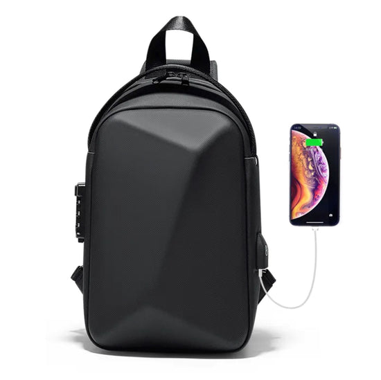 US 1-2 Pcs Sling Backpack USB Port Anti-Theft Men's Chest Shoulder Crossbody Bag, Size: One Size