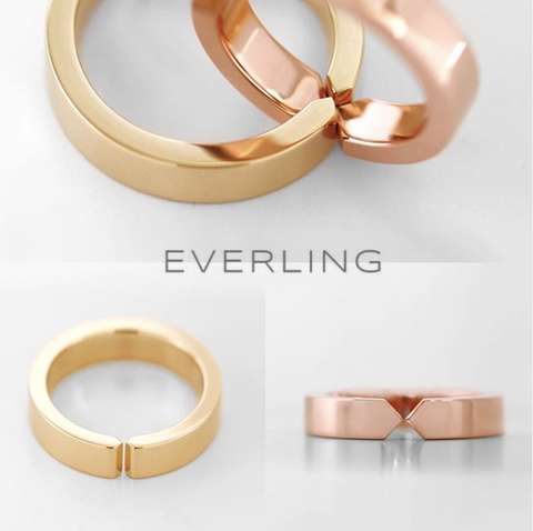 Custom made interlocking bands in yellow and rose gold. www.everlingjewelry.com