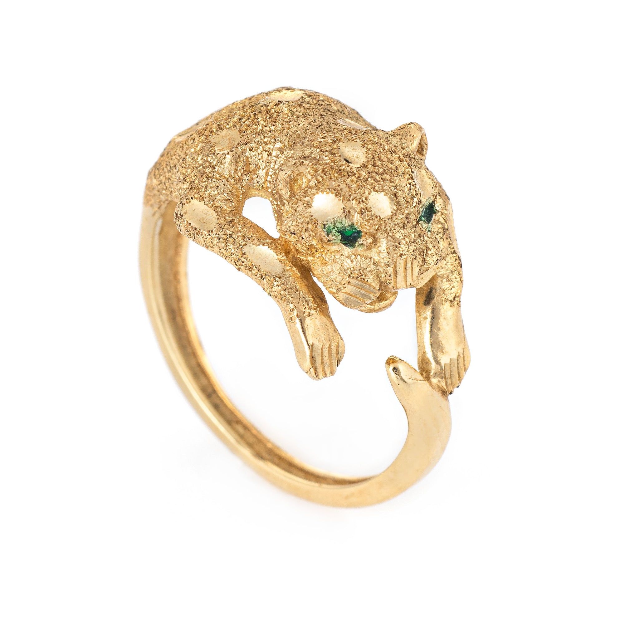 Leopard Cat Ring Vintage 14k Yellow Gold Estate Fine Sz 6 Animal Jewel ...