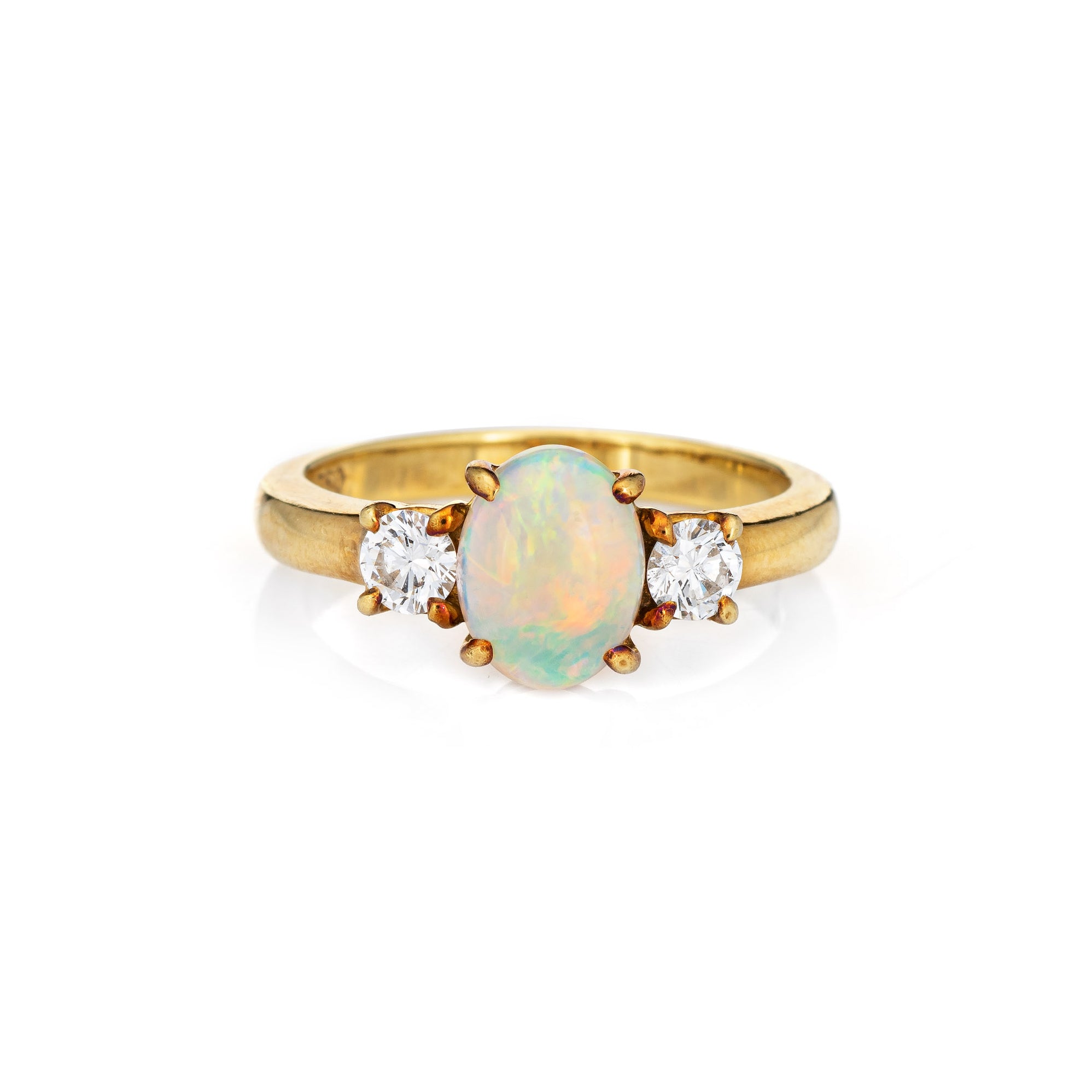 Vintage Tiffany & Co Opal Diamond Ring Sz 5.5 Estate Fine Signed Jewel ...