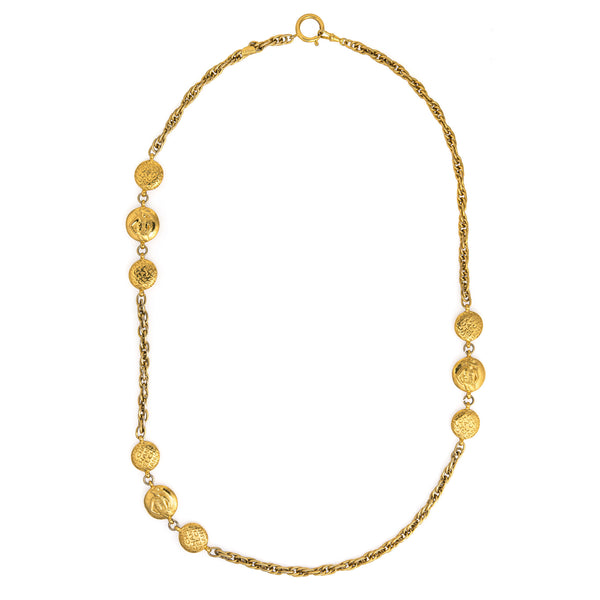 Chanel Gold Toned Necklace - 296 For Sale on 1stDibs