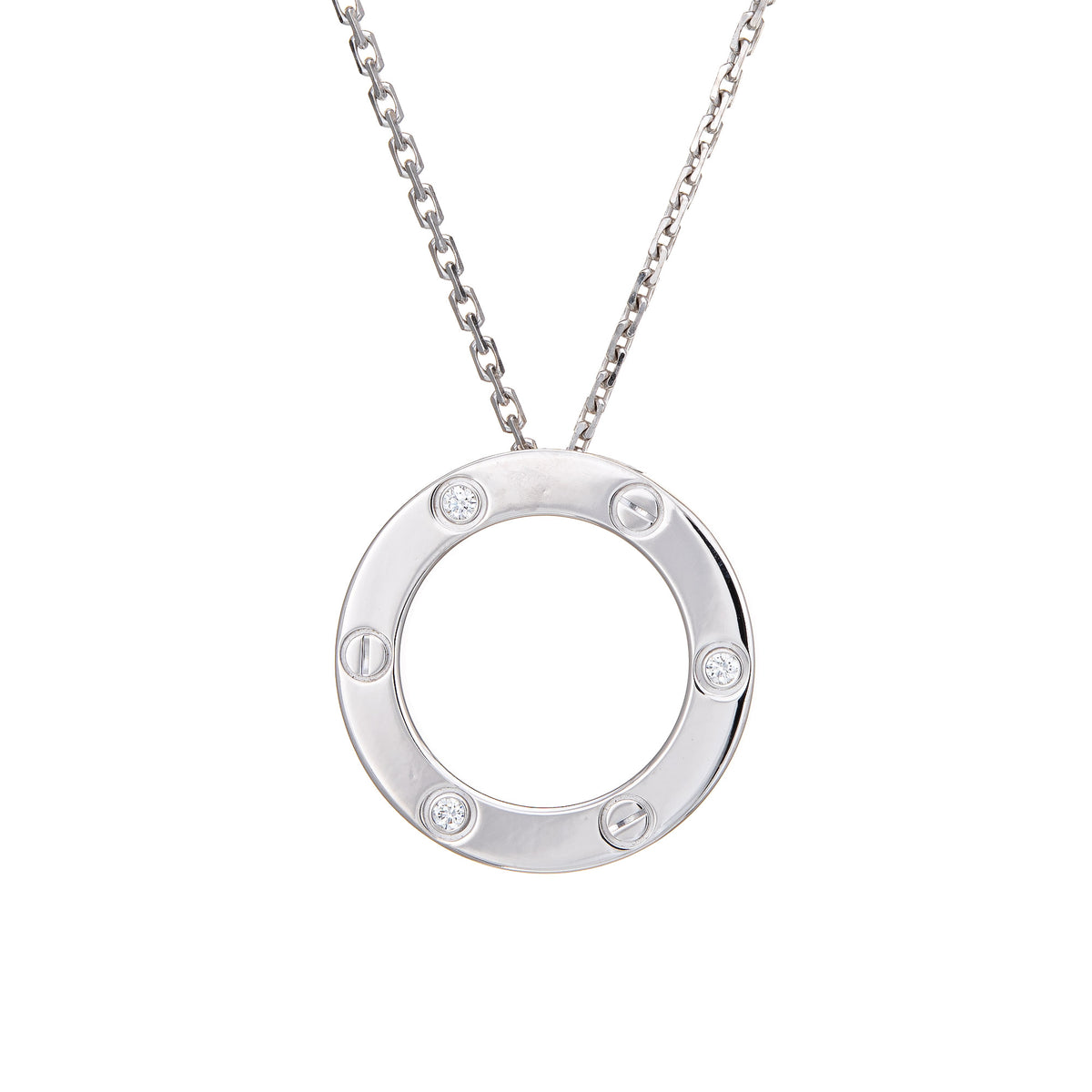 Cartier Love Necklace 3 Diamonds 18k White Gold Estate Fine Jewelry 16 Sophie Jane