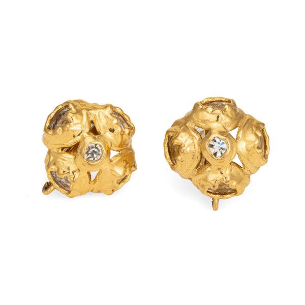 Rare Vintage Chanel No. 5 Cube Earrings 1997 Gold CC Lucite Dangle