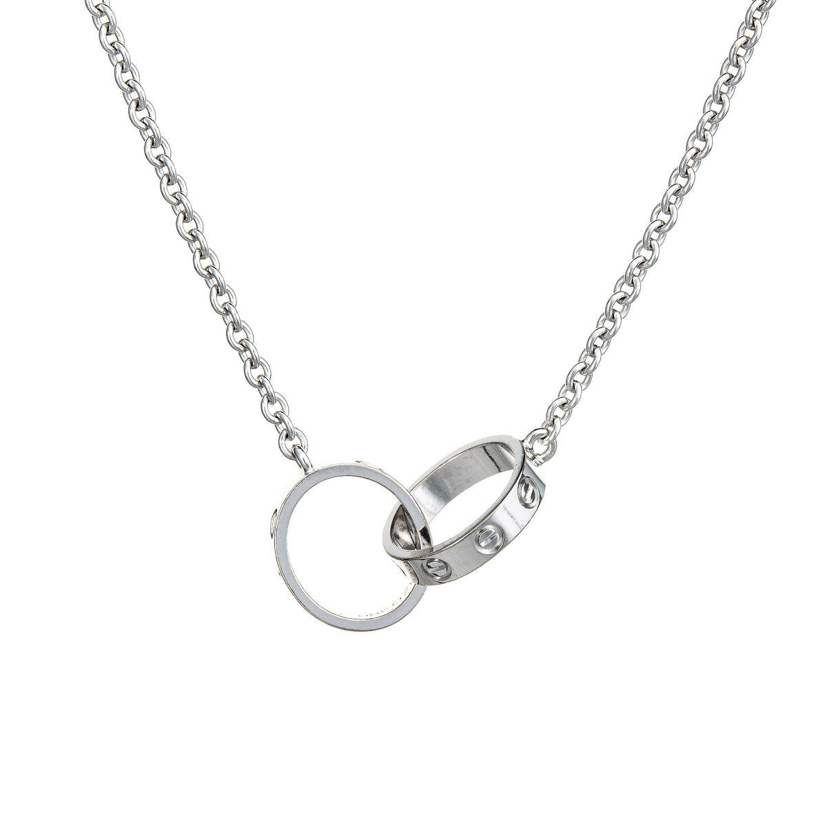 Cartier Love Necklace Interlocking 18k White Gold Estate Fine Jewelry Sophie Jane