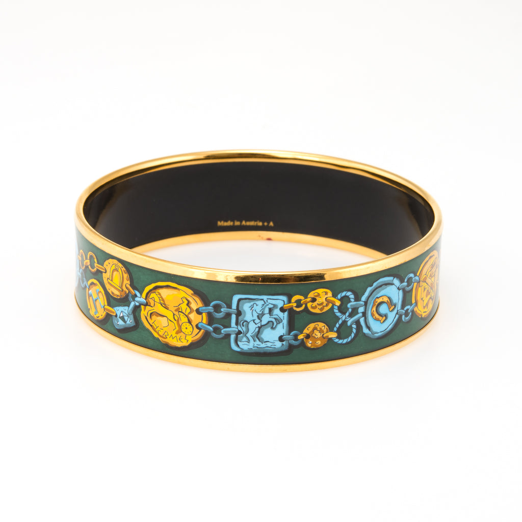 Vintage Hermes Enamel Bracelet PM Size 65 Yellow Gold Plate – Sophie Jane