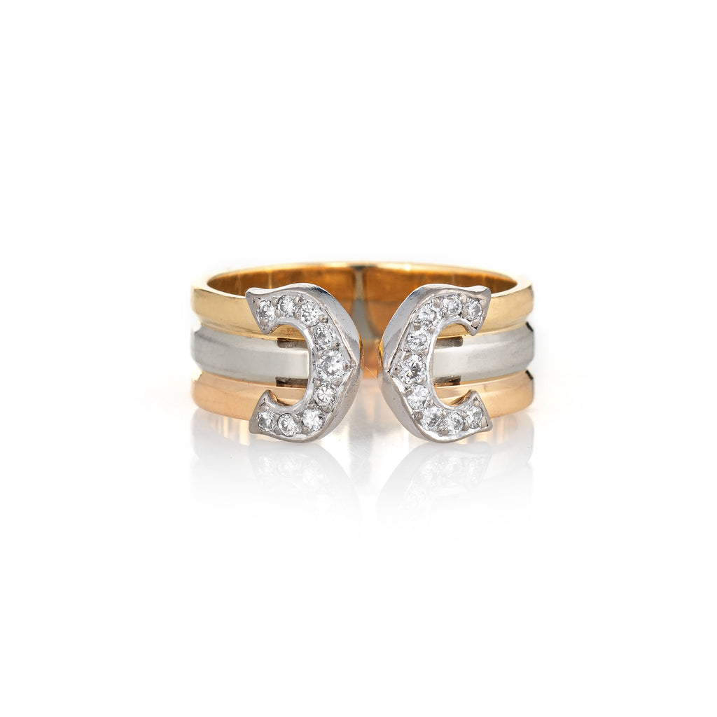 cartier double c diamond gold ring