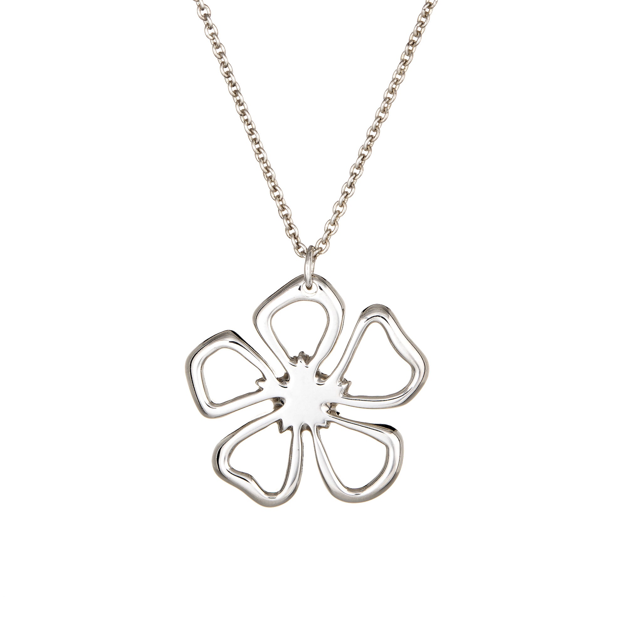 Tiffany & Co Flower Necklace Sterling Silver Estate Fine Jewelry 16