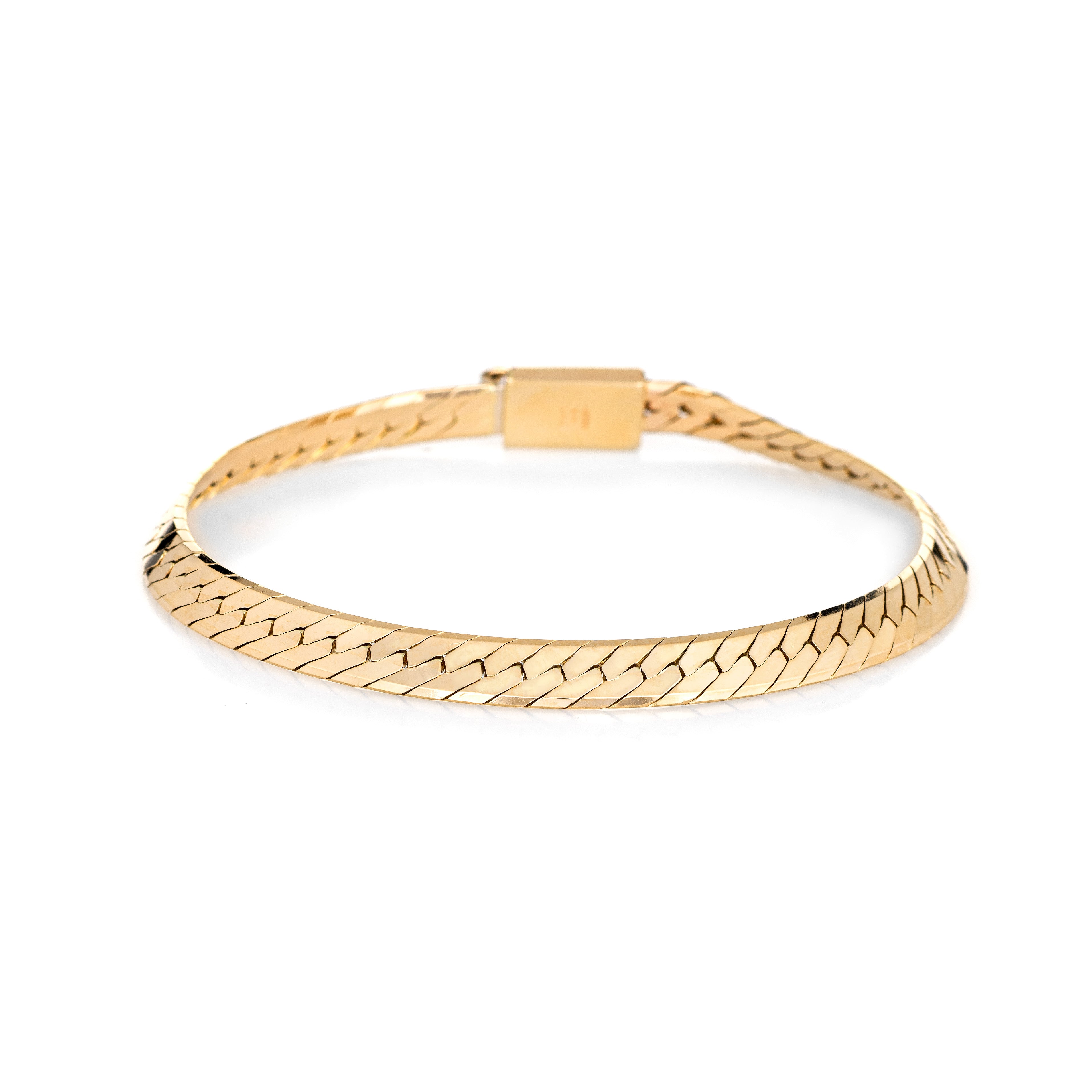 Vintage Herringbone Bracelet 5mm Wide 14k Yellow Gold Italy Estate Fin ...