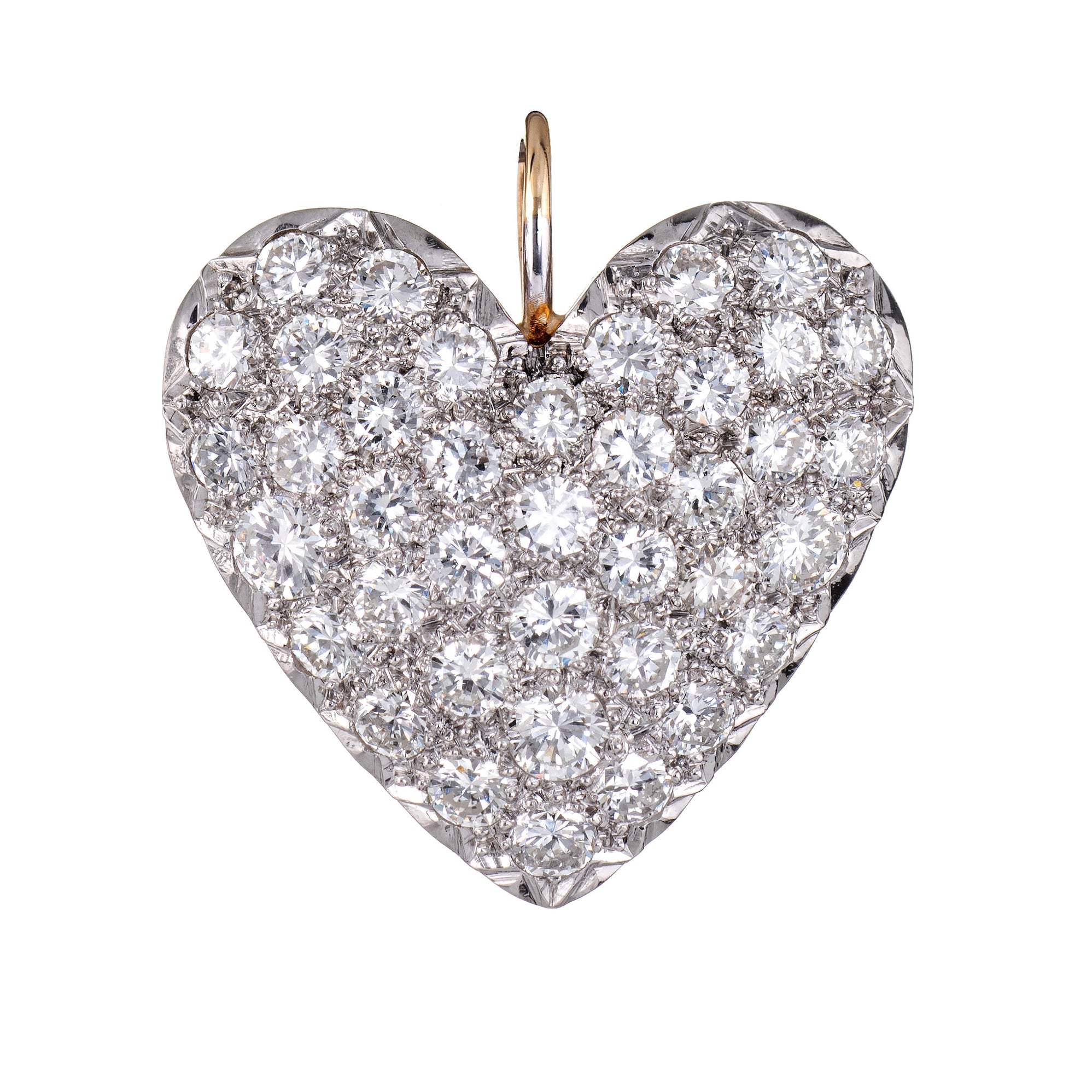 2ct Pave Diamond Heart Pendant Vintage 14k Yellow Gold Estate Fine 1 I ...