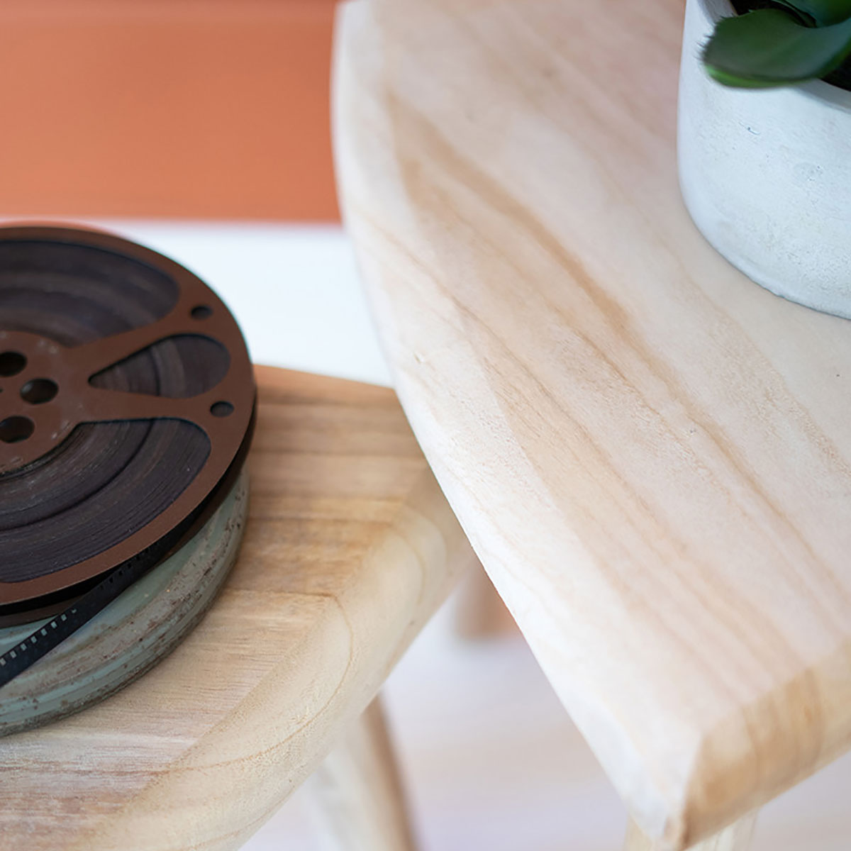 Hand Carved Wooden Stool Set