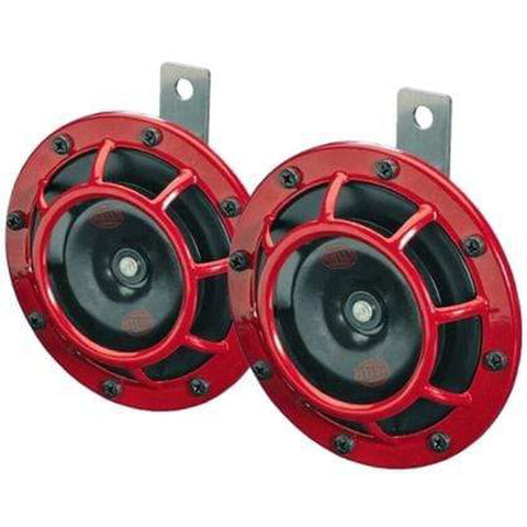 Hella Supertone Horn Kit 12V 300/500HZ Red 003399801 – Import Image Racing