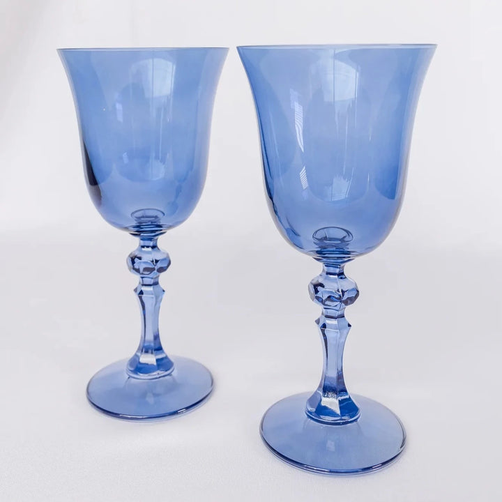 Estelle Colored Glass Champagne Flutes, Set of 6 - Cobalt Blue