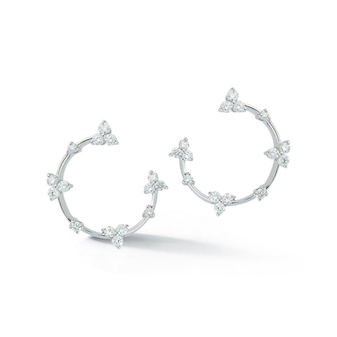 14K WG Diamond Deco Eclipse Earrings