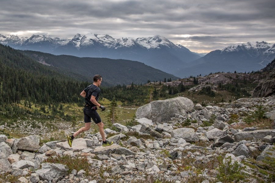 Mike Murphy running in the Whistler Alpine Meadows 55km race