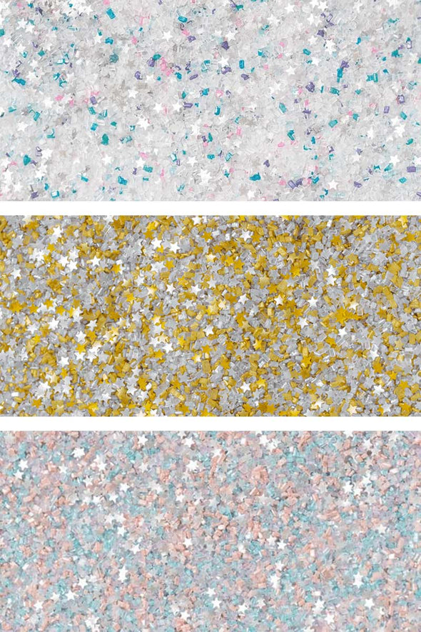 Fancy Sprinkles Filthy Rich Fancy Sugar, Sparkly Sugar Crystals and Edible  Glitter Stars, Gold & Silver Mulit-Colored Blend, For Baking, Dessert