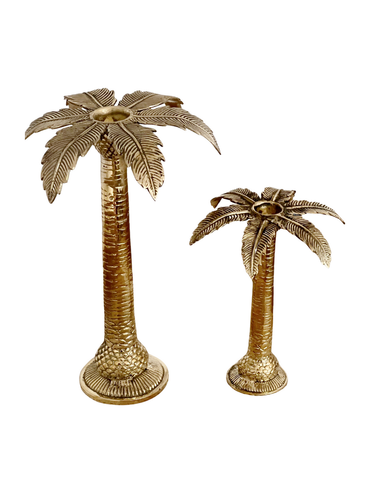 Brass Palm Tree Candle Holders Tropical Interiors And Island Boho