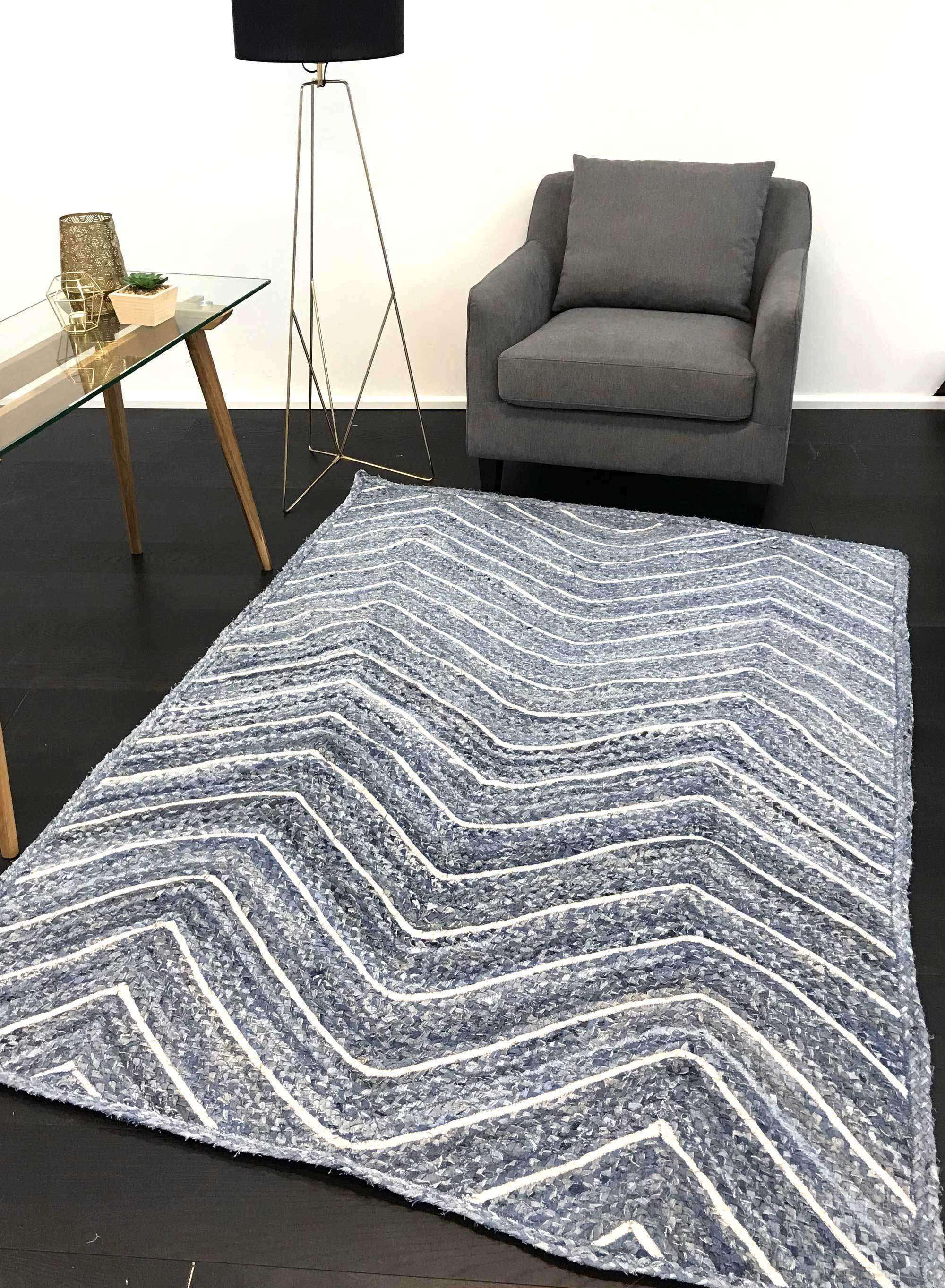 Cameron Natural Chevron Denim Rug The Rugs