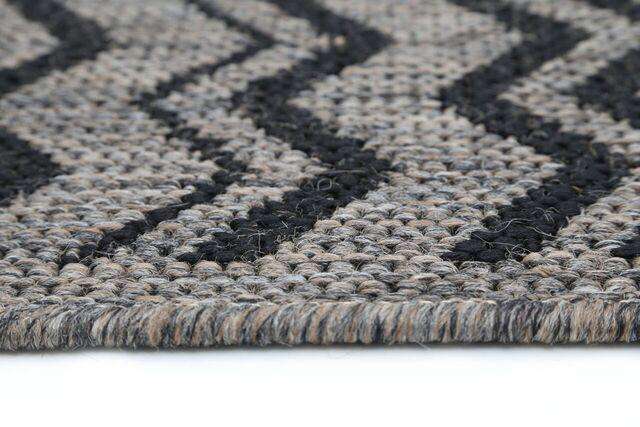 Capella Beige And Black Geometric Chevron Patterned Ikat Rug The