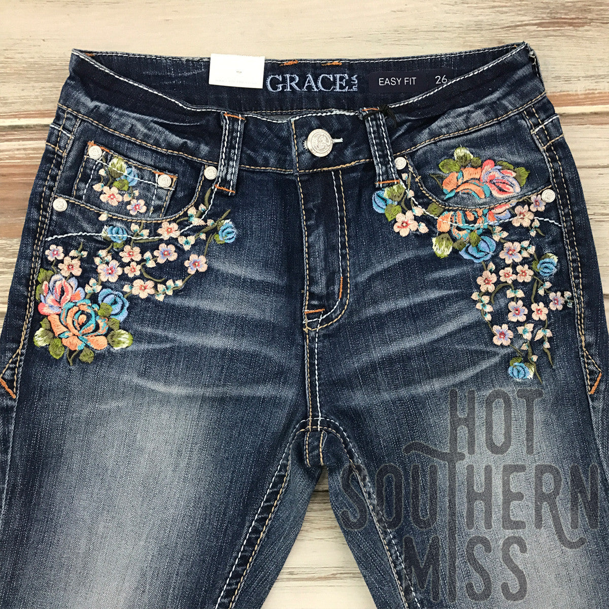 Grace In LA Jeans - EB61112 - Wild Flowers - Easy Fit - Bootcut