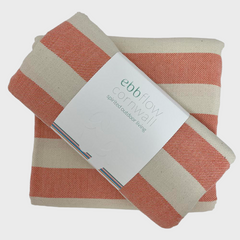 Orange stripe Zennor hammam towel by ebbflowcornwall