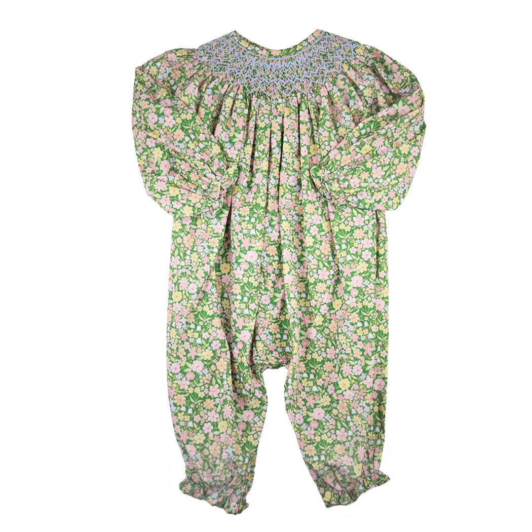 Green Floral Smocked Romper - The Bella Bean product image