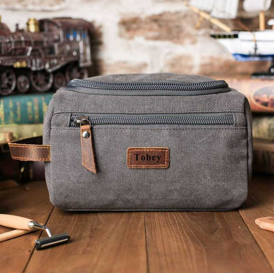 Personalized Leather Toiletry Bag - Dopp Kit – Iron and Grain Leather Co.