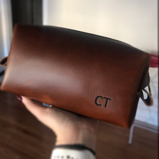 Personalized Groomsmen Gift, Cusotm Leather Toiletry Bag, Leather