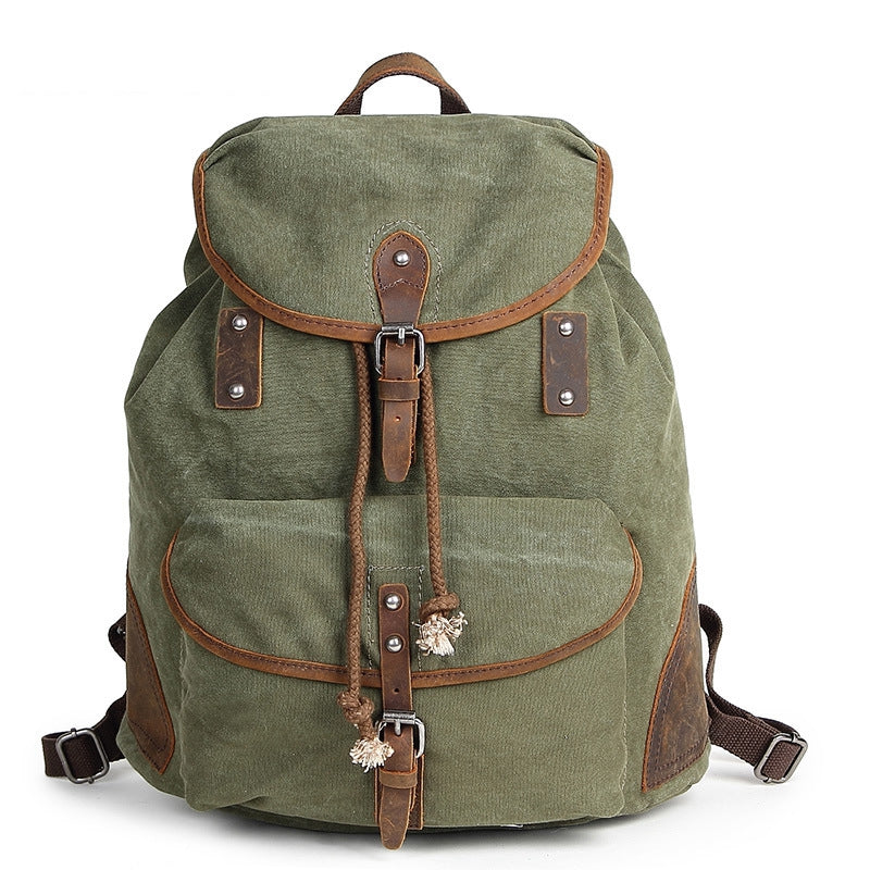 Waxed Canvas Large Backpack, Canvas and Leather Travel Bag, Hiking Ruc – icambag