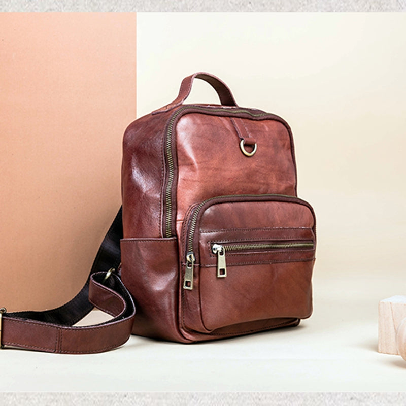 Vintage Leather Backpack Bags For School, Full Grain Leahter Handbag ...