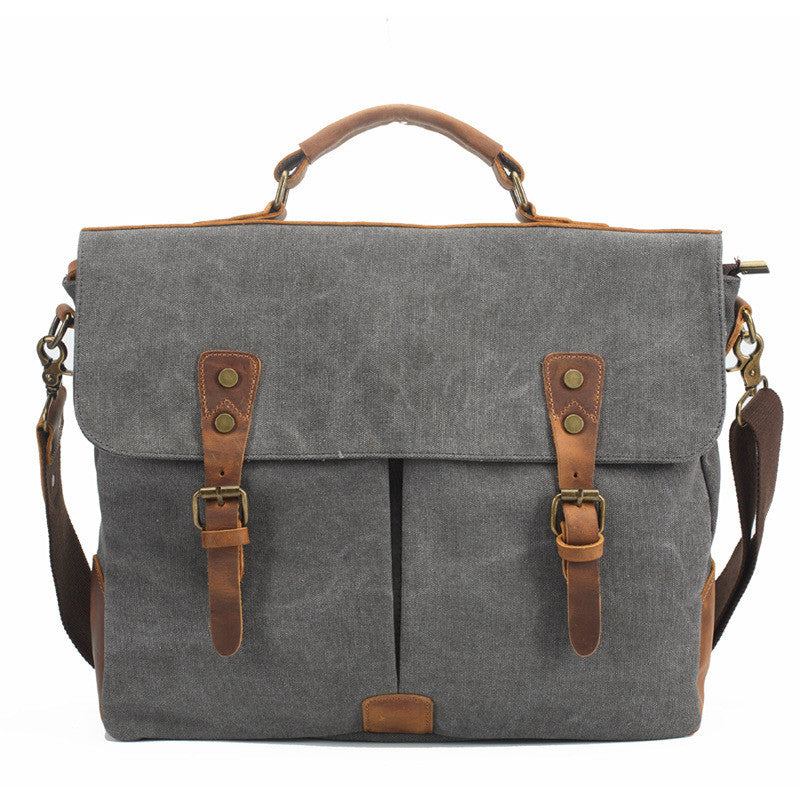 Canvas Leather Travel Bag Single Shoulder Bag Messenger Laptop Bag 180 – icambag