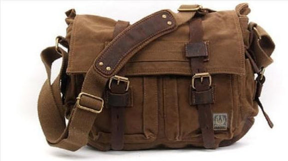 Canvas Messenger Vintage Leather Camera Bag Portable Shoulder Bag Diag ...