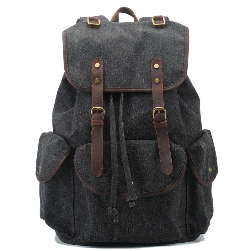 Leisure men&#39;s and women&#39;s Leather Canvas Backpack Leather Shoulder Bag – icambag