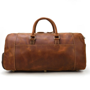 vintage leather duffle bag