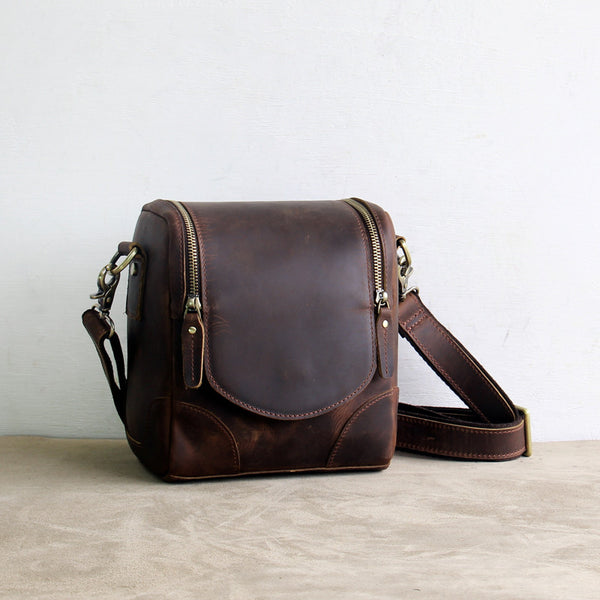 Vintage Small Leather DSLR Men and Women Camera Bag – icambag
