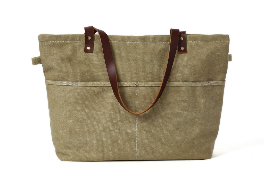 Handmade Canvas Bag With Genuine Leather ,Women Totes Bag, School Bag ...