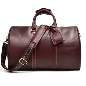 full grain leather weekender bag