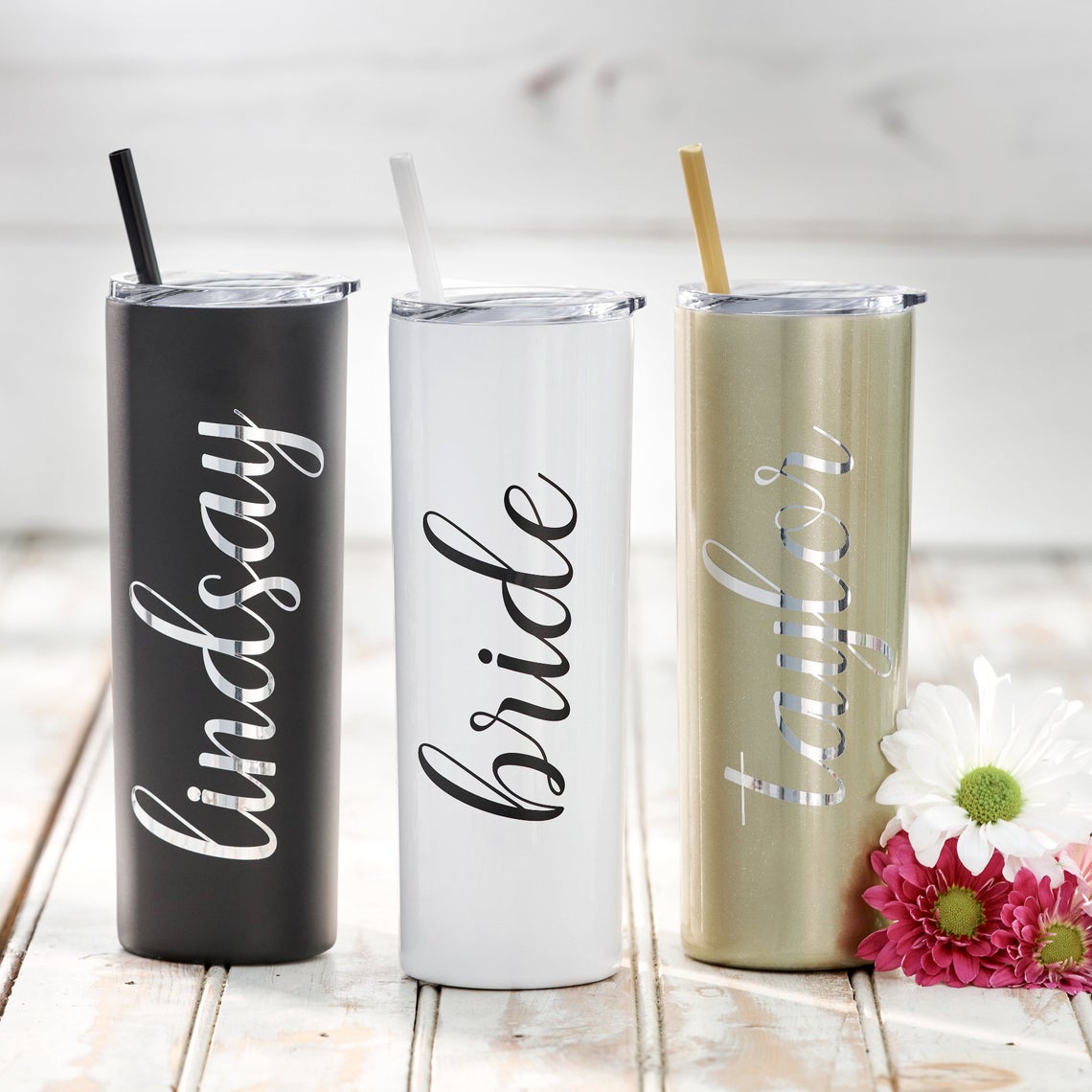 Personalized Skinny Tumbler Custom Bridesmaid Skinny Tumbler Stainle Icambag