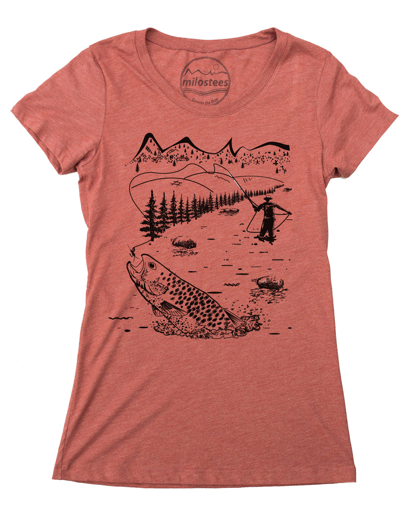 Fly fishing tee- Graphic Illustration- Women's form fitting and Loose ...