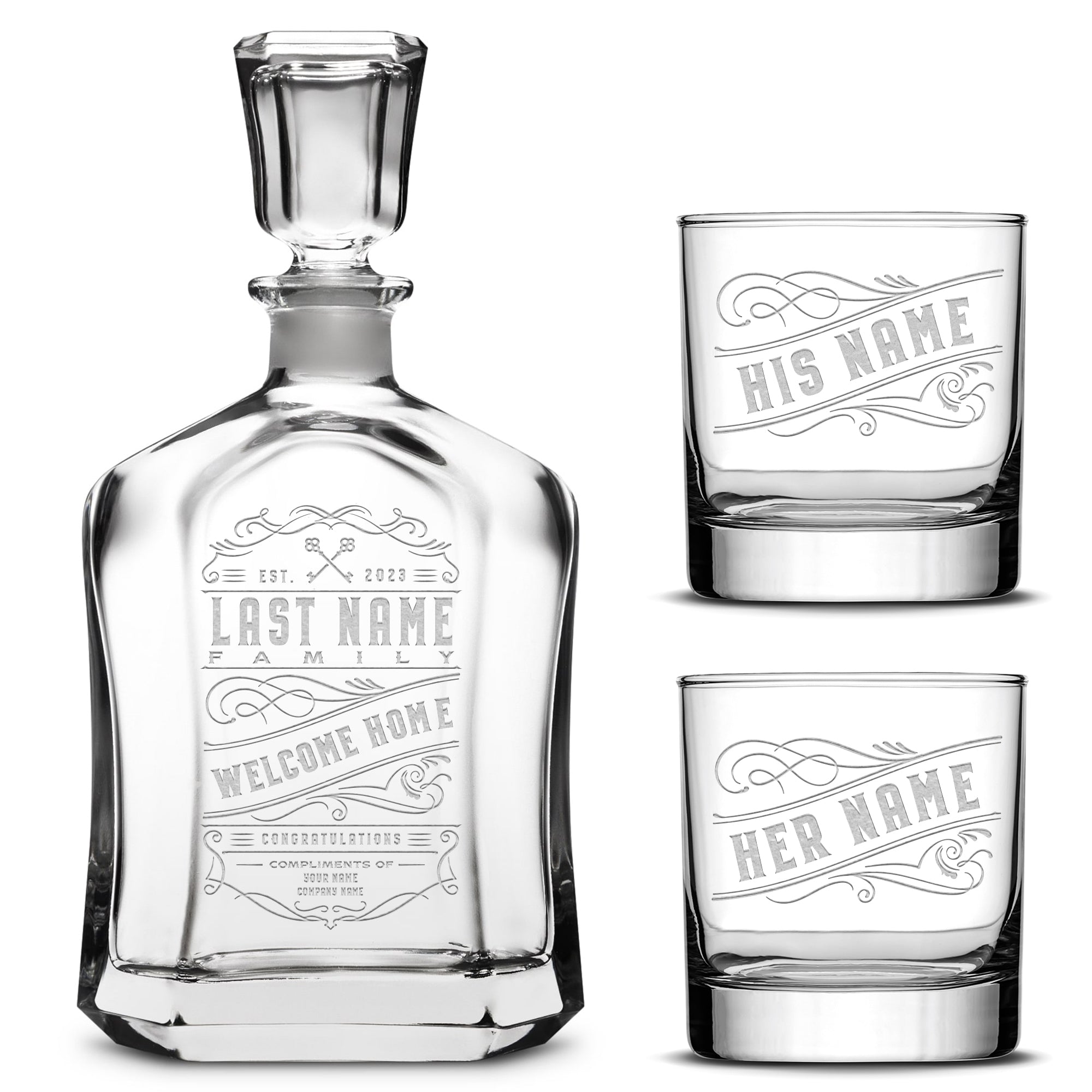 Whiskey Decanter Set Transparent Creative with 2