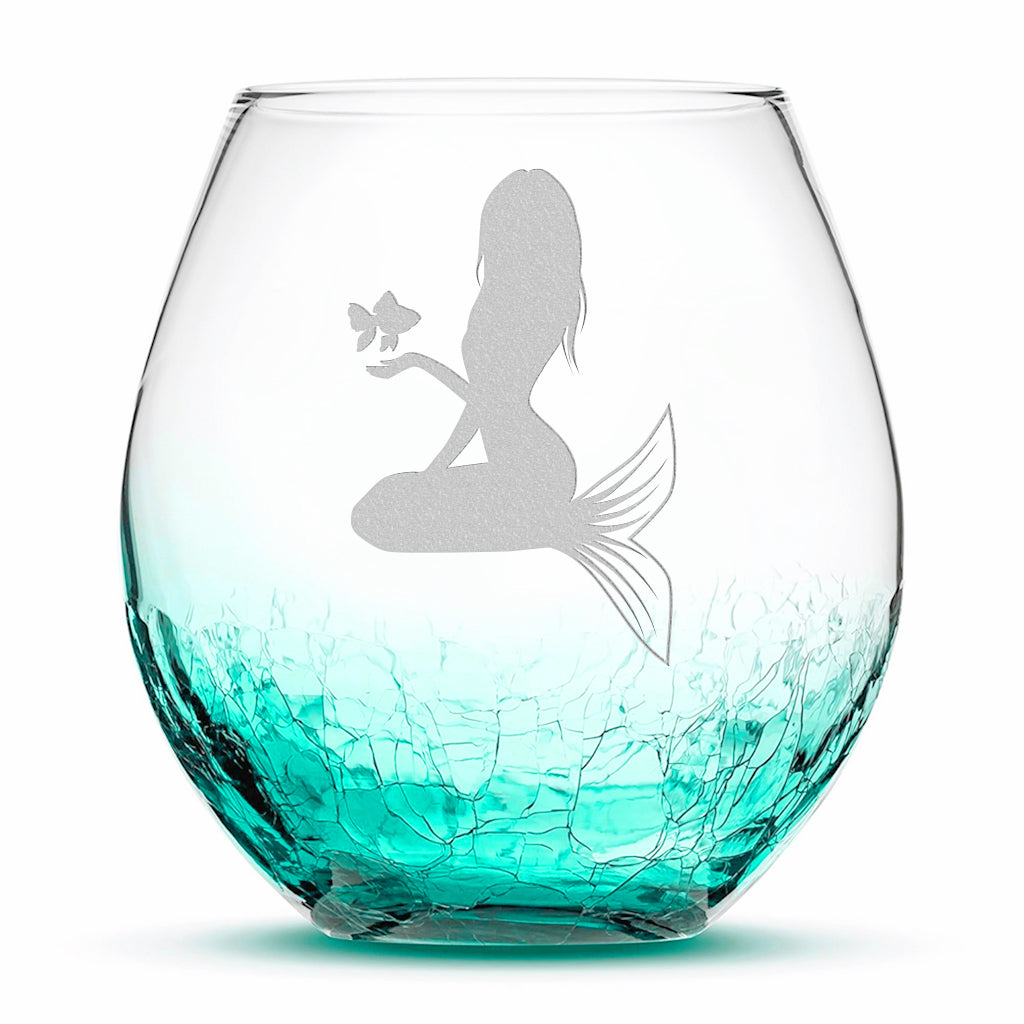 Bubble Wine Glasses, Mermaid Designs, 18oz, Set of 4 - Integrity Bottles