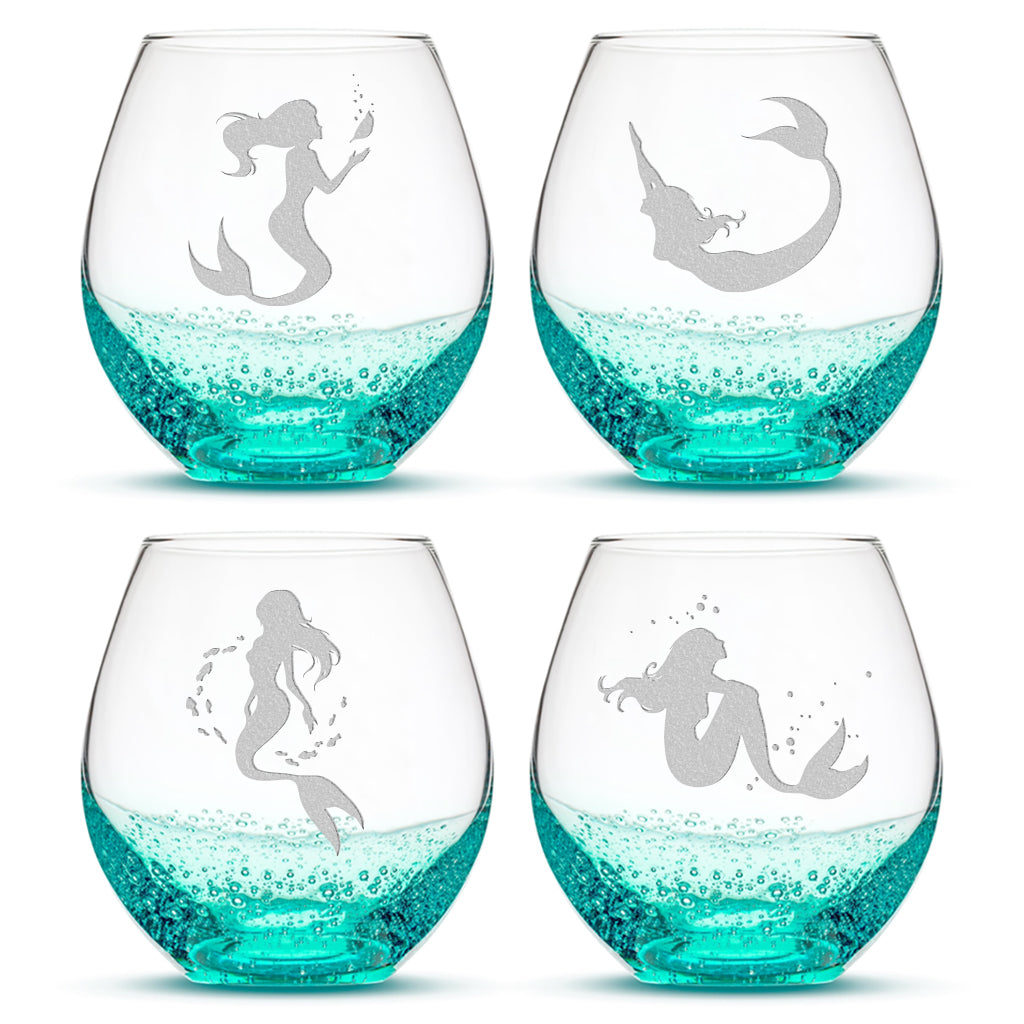 Mermaid All Purpose Large Wine Glasses Set of 4