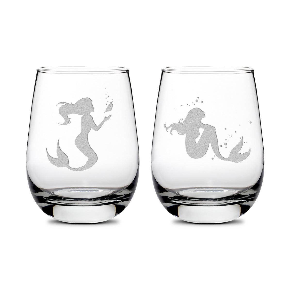 Premium Wine Glasses, Mermaids, 1oz (Set of 2) - Integrity Bottles