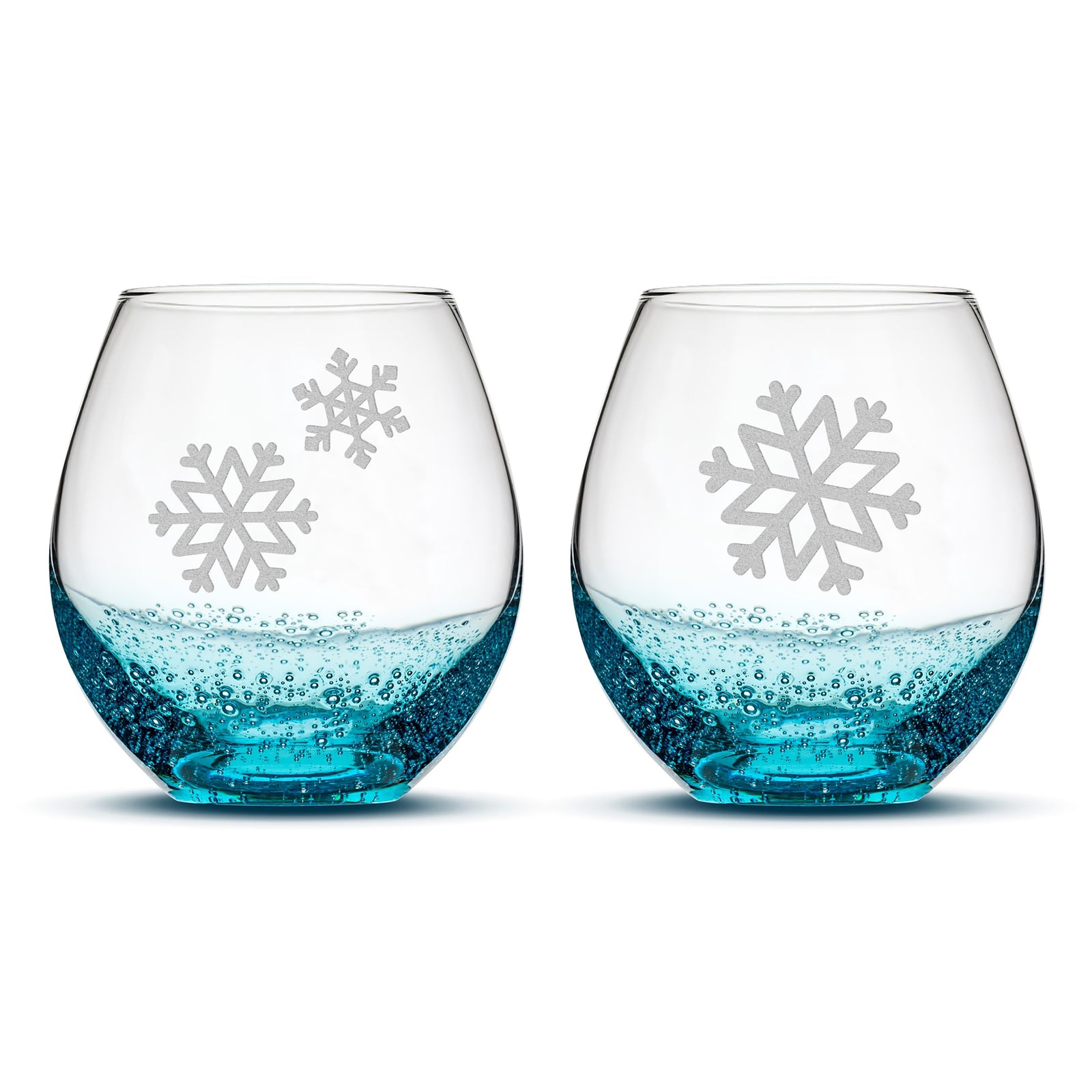 Bubble Wine Glasses, Windy Christmas, Set of 2 - Integrity Bottles