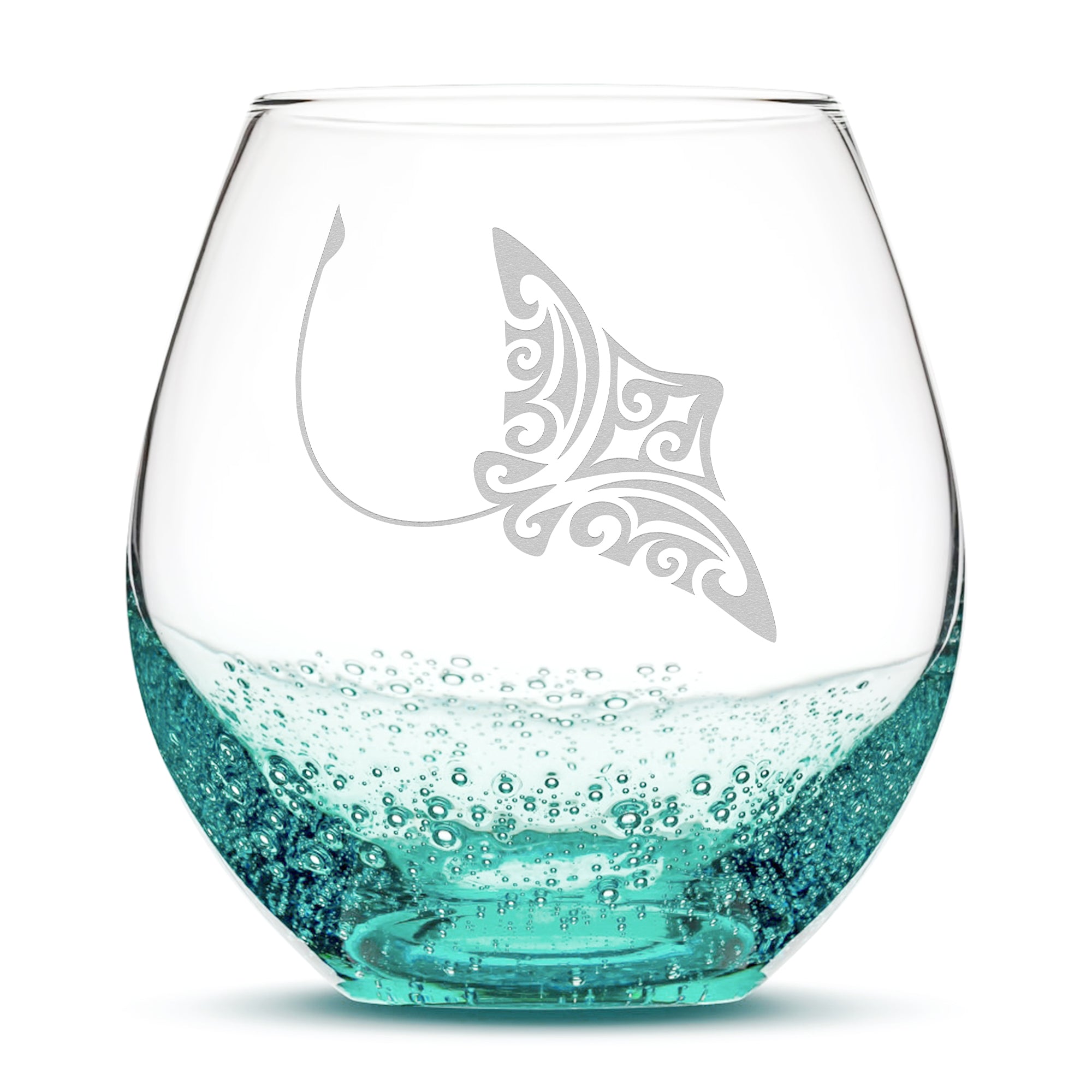 RorAem Wine Glasses - Turtles Glass Hand Etched Sea Unique Wine