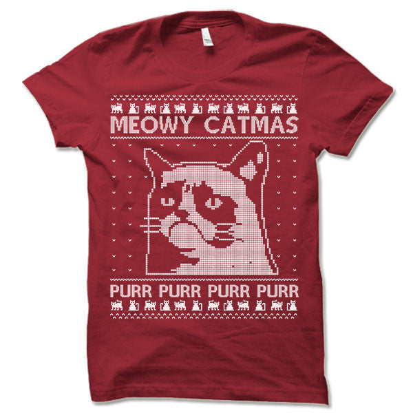 Meowy Catmas Christmas Ugly T Shirt Merry Christmas Sweaters 