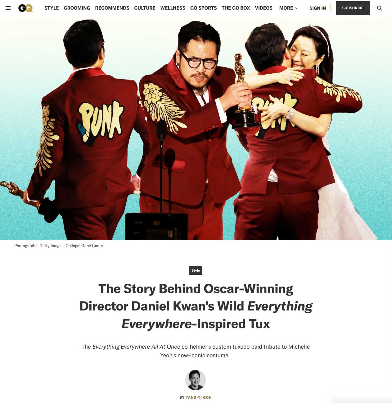 GQ - The Story Behind Oscar-Winning Director Daniel Kwan's Wild Everything Everywhere-Inspired Tux