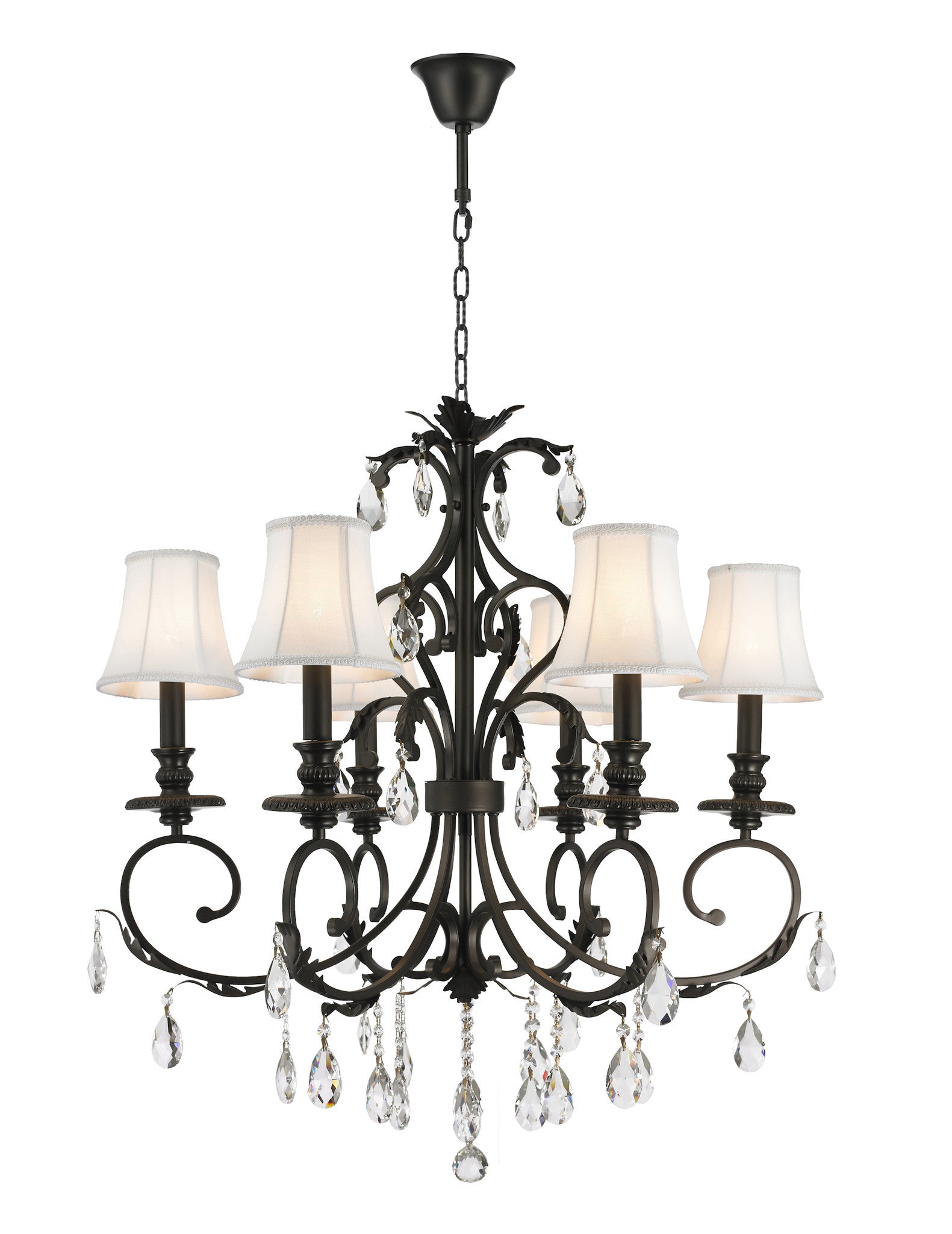 6 arm chandelier with shades